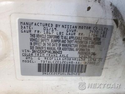 Zdjęcie 13 z 13 samochodu: 2019 NISSAN VERSA NOTE S VIN:3N1CE2CP1KL360423 - miniatura
