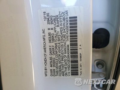 Zdjęcie 12 z 12 samochodu: 2019 HONDA ACCORD SPORT VIN:1HGCV2E30KA004044 - miniatura