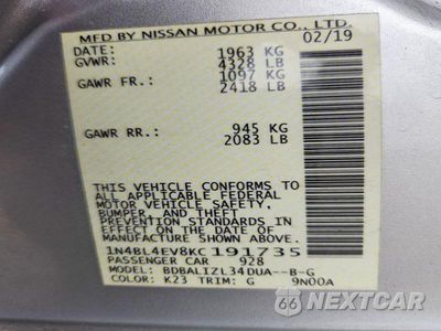 Zdjęcie 13 z 13 samochodu: 2019 NISSAN ALTIMA SL VIN:1N4BL4EV8KC191735 - miniatura