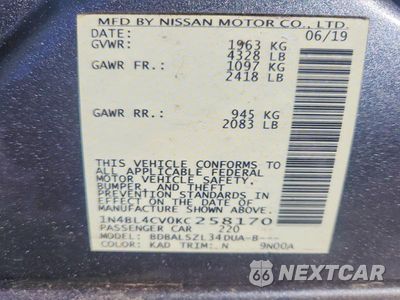 Zdjęcie 13 z 13 samochodu: 2019 NISSAN ALTIMA SR VIN:1N4BL4CV0KC258170 - miniatura