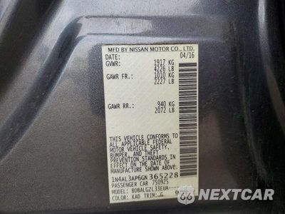 Zdjęcie 12 z 12 samochodu: 2016 NISSAN ALTIMA 2.5 S VIN:1N4AL3AP6GN365228 - miniatura