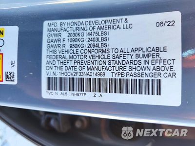 Zdjęcie 12 z 12 samochodu: 2022 HONDA ACCORD SPORT VIN:1HGCV2F33NA014988 - miniatura