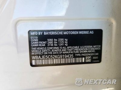 Zdjęcie 12 z 12 samochodu: 2019 BMW 540 I VIN:WBAJE5C52KG919435 - miniatura