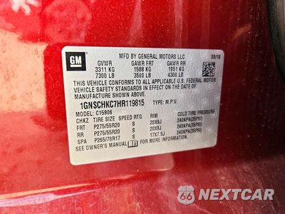 Zdjęcie 13 z 13 samochodu: 2017 CHEVROLET SUBURBAN C1500 LT VIN:1GNSCHKC7HR119815 - miniatura