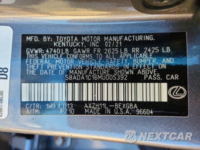 Zdjęcie 13 z 13 samochodu: 2021 LEXUS ES 300H VIN:58ADA1C16MU005392 - miniatura