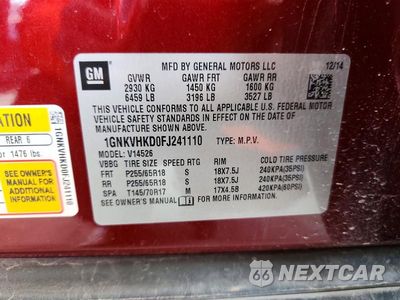 Zdjęcie 13 z 13 samochodu: 2015 CHEVROLET TRAVERSE LT VIN:1GNKVHKD0FJ241110 - miniatura
