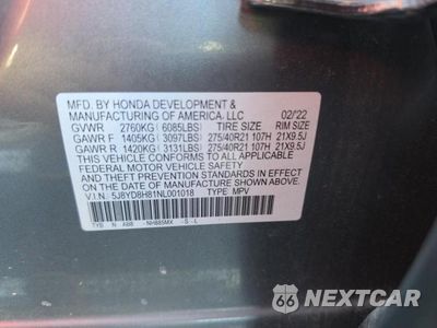 Zdjęcie 10 z 10 samochodu: 2022 ACURA MDX TYPE S ADVANCE VIN:5J8YD8H81NL001018 - miniatura
