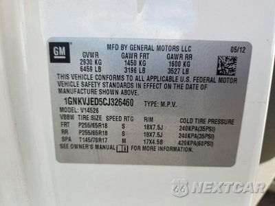 Zdjęcie 13 z 13 samochodu: 2012 CHEVROLET TRAVERSE LT VIN:1GNKVJED5CJ326460 - miniatura