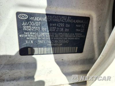 Zdjęcie 12 z 12 samochodu: 2008 HYUNDAI SONATA GLS VIN:5NPET46C18H355540 - miniatura