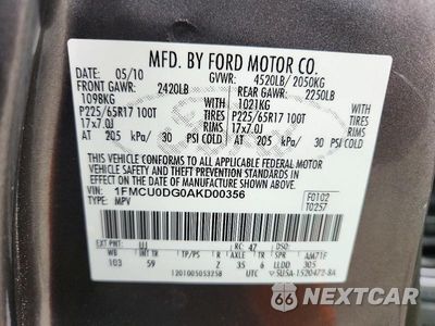 Zdjęcie 13 z 13 samochodu: 2010 FORD ESCAPE XLT VIN:1FMCU0DG0AKD00356 - miniatura