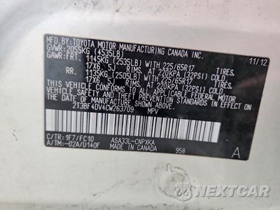 Zdjęcie 13 z 13 samochodu: 2012 TOYOTA RAV4 BASE VIN:2T3BF4DV4CW263709 - miniatura