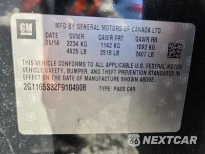 Zdjęcie 12 z 12 samochodu: 2015 CHEVROLET IMPALA LTZ VIN:2G1165S32F9104908 - miniatura
