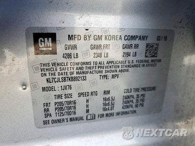 Zdjęcie 13 z 13 samochodu: 2019 CHEVROLET TRAX 1LT VIN:KL7CJLSB7KB892133 - miniatura