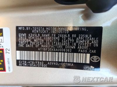 Zdjęcie 12 z 12 samochodu: 2010 TOYOTA CAMRY LE VIN:4T1BF3EK6AU006362 - miniatura