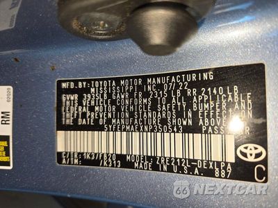 Zdjęcie 12 z 12 samochodu: 2022 TOYOTA COROLLA LE VIN:5YFEPMAEXNP350543 - miniatura