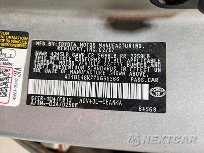 Zdjęcie 13 z 13 samochodu: 2007 TOYOTA CAMRY LE VIN:4T1BE46K77U660366 - miniatura