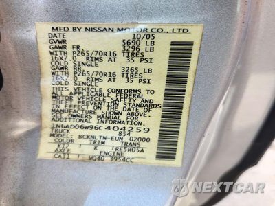 Zdjęcie 12 z 12 samochodu: 2006 NISSAN FRONTIER SE VIN:1N6AD06W96C404259 - miniatura