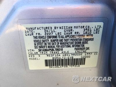 Zdjęcie 12 z 12 samochodu: 2011 NISSAN SENTRA 2.0 VIN:3N1AB6AP5BL709318 - miniatura