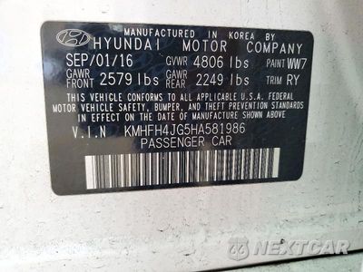 Zdjęcie 12 z 12 samochodu: 2017 HYUNDAI AZERA LIMITED VIN:KMHFH4JG5HA581986 - miniatura