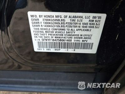 Zdjęcie 13 z 13 samochodu: 2005 HONDA PILOT EX VIN:5FNYF18425B061468 - miniatura