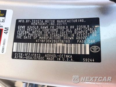 Zdjęcie 12 z 12 samochodu: 2011 TOYOTA CAMRY LE VIN:4T1BF3EK2BU718160 - miniatura