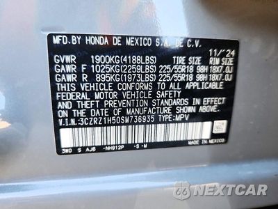 Zdjęcie 13 z 13 samochodu: 2025 HONDA HR-V SPORT VIN:3CZRZ1H50SM736935 - miniatura