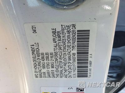 Zdjęcie 12 z 12 samochodu: 2021 HONDA ACCORD LX VIN:1HGCV1F17MA067488 - miniatura