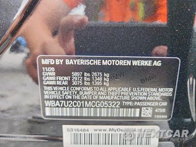 Zdjęcie 12 z 12 samochodu: 2021 BMW 750 XI VIN:WBA7U2C01MCG05322 - miniatura