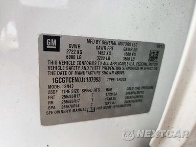 Zdjęcie 12 z 12 samochodu: 2018 CHEVROLET COLORADO LT VIN:1GCGTCEN0J1107993 - miniatura
