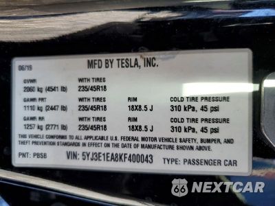 Zdjęcie 12 z 12 samochodu: 2019 TESLA MODEL 3 VIN:5YJ3E1EA8KF400043 - miniatura