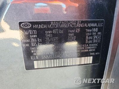 Zdjęcie 13 z 13 samochodu: 2020 HYUNDAI SANTA FE SEL VIN:5NMS33AD7LH253730 - miniatura