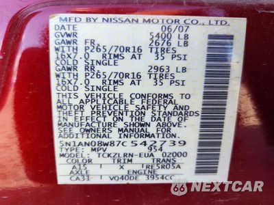 Zdjęcie 13 z 13 samochodu: 2007 NISSAN XTERRA VIN:5N1AN08W87C542739 - miniatura