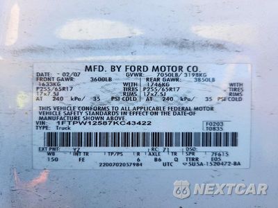 Zdjęcie 12 z 12 samochodu: 2007 FORD F150 SUPERCREW VIN:1FTPW12587KC43422 - miniatura