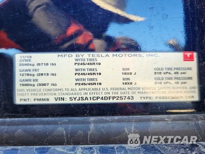 Zdjęcie 13 z 13 samochodu: 2013 TESLA MODEL S VIN:5YJSA1CP4DFP25743 - miniatura