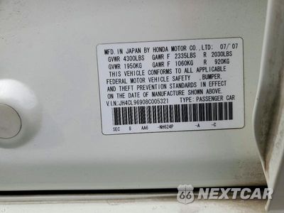 Zdjęcie 12 z 12 samochodu: 2008 ACURA TSX VIN:JH4CL96908C005321 - miniatura