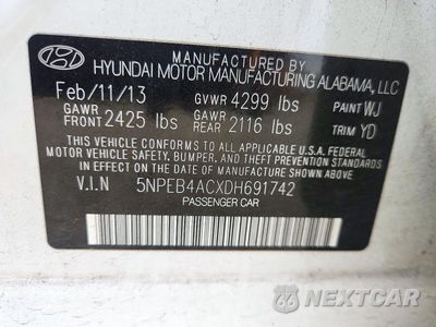 Zdjęcie 13 z 13 samochodu: 2013 HYUNDAI SONATA GLS VIN:5NPEB4ACXDH691742 - miniatura