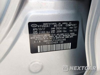 Zdjęcie 12 z 12 samochodu: 2018 HYUNDAI ELANTRA LIMITED VIN:KMHD84LFXJU452366 - miniatura
