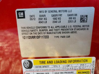 Zdjęcie 12 z 12 samochodu: 2013 CHEVROLET MALIBU 1LT VIN:1G11D5RR1DF117203 - miniatura