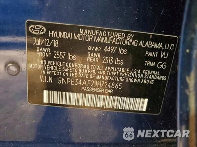 Zdjęcie 12 z 12 samochodu: 2018 HYUNDAI SONATA SEL+ VIN:5NPE34AF2JH724865 - miniatura