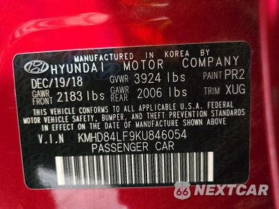 Zdjęcie 13 z 13 samochodu: 2019 HYUNDAI ELANTRA VALUE EDITION VIN:KMHD84LF9KU846054 - miniatura