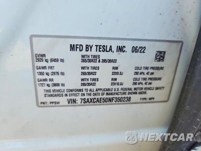 Zdjęcie 12 z 12 samochodu: 2022 TESLA MODEL X VIN:7SAXCAE50NF350238 - miniatura