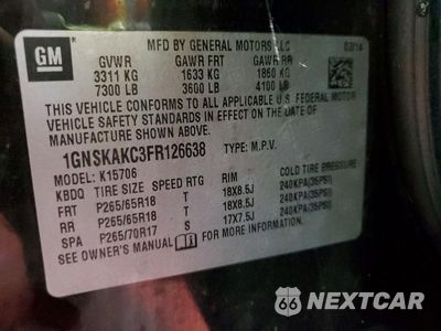 Zdjęcie 13 z 13 samochodu: 2015 CHEVROLET TAHOE K1500 LS VIN:1GNSKAKC3FR126638 - miniatura