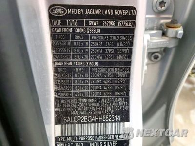 Zdjęcie 13 z 13 samochodu: 2017 LAND ROVER DISCOVERY SPORT SE VIN:SALCP2BG4HH662314 - miniatura