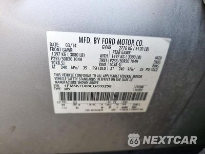 Zdjęcie 13 z 13 samochodu: 2014 FORD EXPLORER XLT VIN:1FM5K7D86EGC05258 - miniatura
