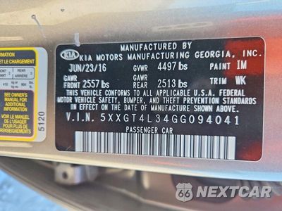 Zdjęcie 12 z 12 samochodu: 2016 KIA OPTIMA LX VIN:5XXGT4L34GG094041 - miniatura