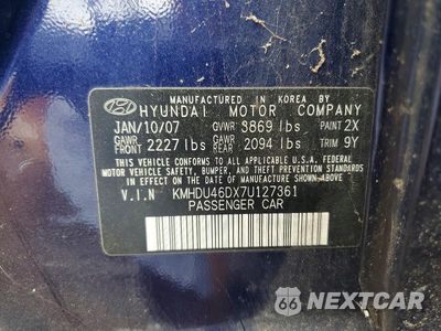 Zdjęcie 12 z 12 samochodu: 2007 HYUNDAI ELANTRA VIN:KMHDU46DX7U127361 - miniatura