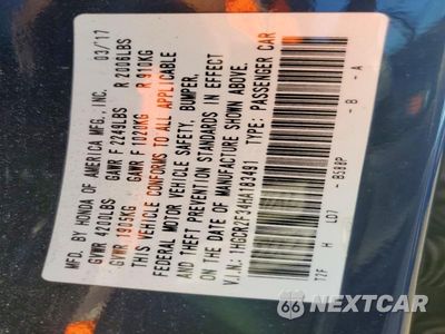 Zdjęcie 12 z 12 samochodu: 2017 HONDA ACCORD LX VIN:1HGCR2F34HA183491 - miniatura