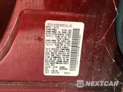 Zdjęcie 13 z 13 samochodu: 2012 NISSAN MURANO S VIN:JN8AZ1MU2CW118912 - miniatura