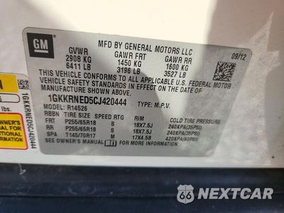 Zdjęcie 13 z 13 samochodu: 2012 GMC ACADIA SLE VIN:1GKKRNED5CJ420444 - miniatura