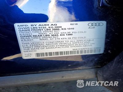Zdjęcie 13 z 13 samochodu: 2018 AUDI SQ5 PRESTIGE VIN:WA1C4AFY2J2133833 - miniatura